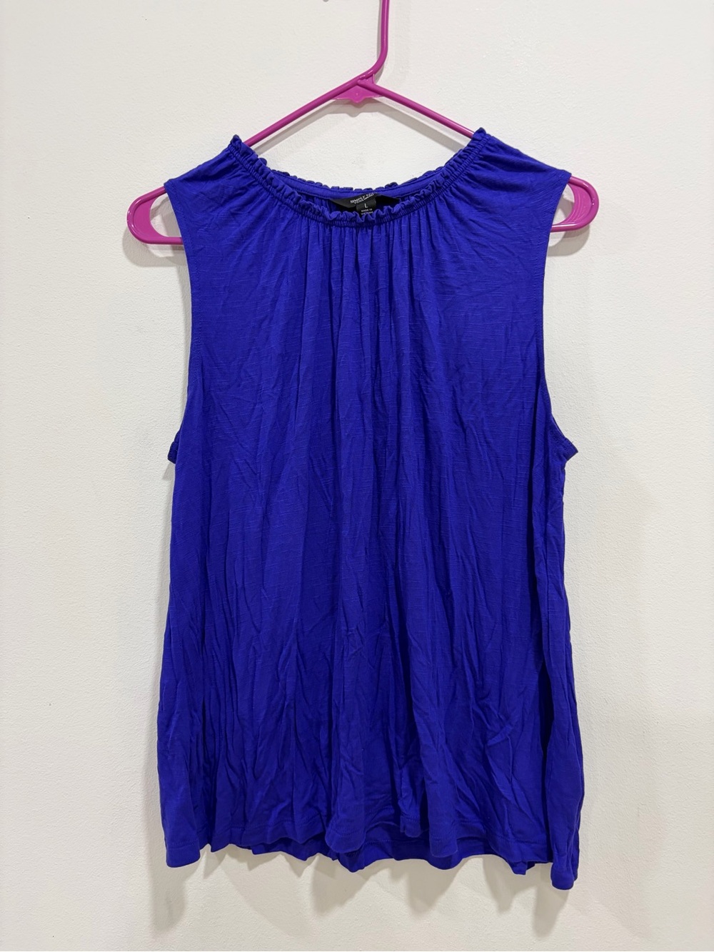 Simply Vera Vera Wang Royal Blue Sleeveless Gathered Neck Tank
